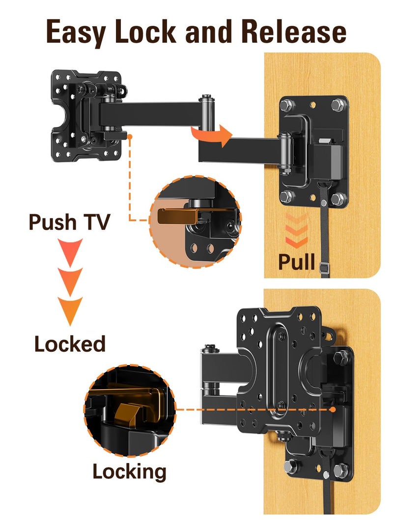 Mounting Dream Lockable RV TV Mount for Most 10-26 Inch Flat Screen, RV TV Mount Bracket for Camper Trailer Truck Boat, Full Motion RV TVs Wall Mount Quick Release Lock, VESA 100x100mm, 33 lbs MD2209 - Image 2